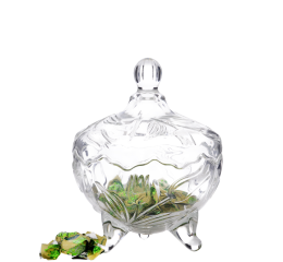 BOMBONIER DE VIDRO C/TPA DEC.C/PE 20CM 534948